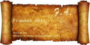 Frankel Aliz névjegykártya
